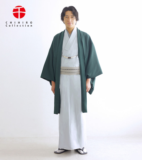 紗綾形（グリーン） 男性着物